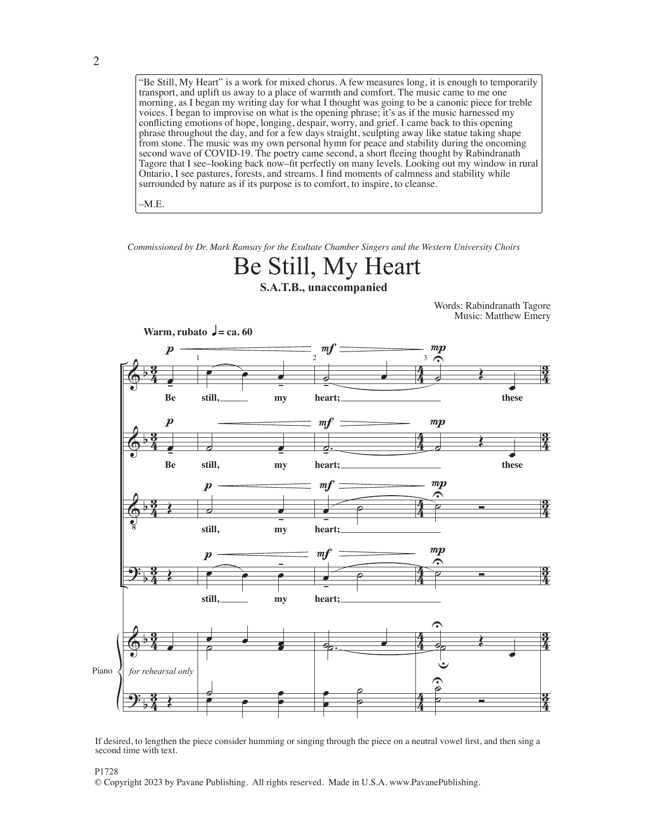 Matthew Emery Be Still, My Heart Sheet Music Notes & Chords for SATB Choir - Download or Print PDF