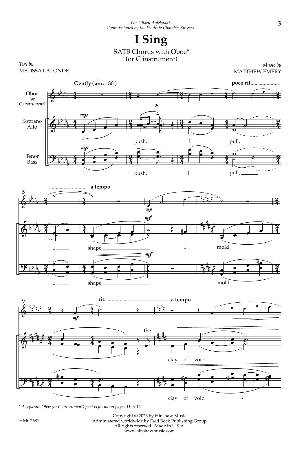 Matthew Emery I Sing Sheet Music Notes & Chords for SATB Choir - Download or Print PDF