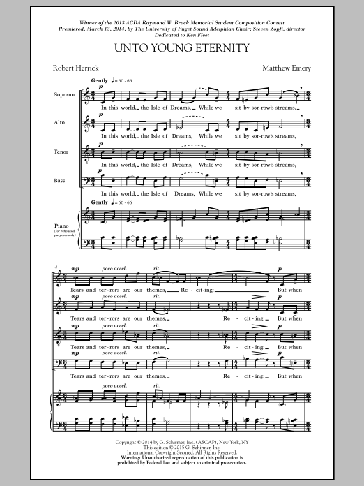 Matthew Emery Unto Young Eternity Sheet Music Notes & Chords for SATB - Download or Print PDF