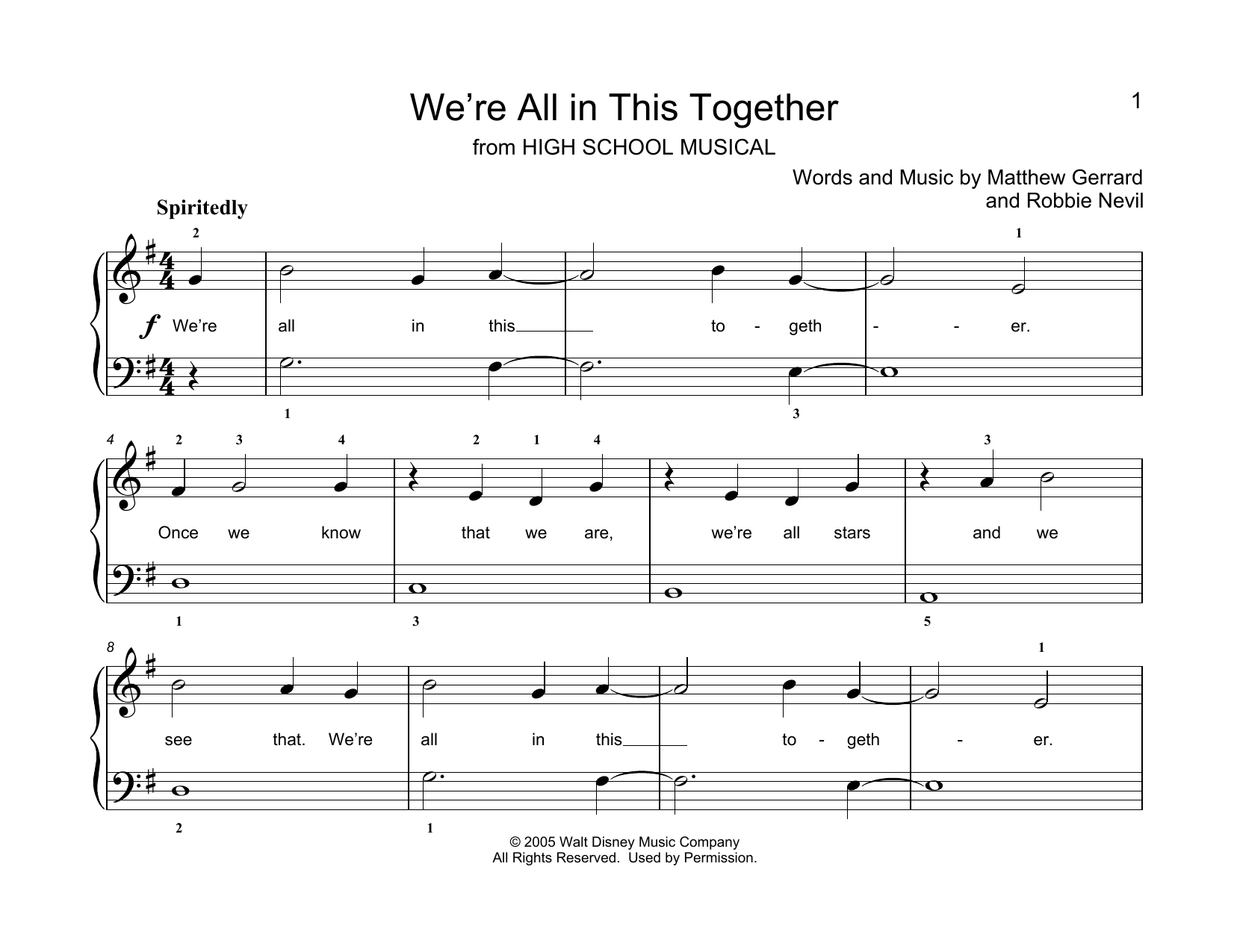 Matthew Gerrard & Robbie Nevil We're All In This Together (from High School Musical) (arr. Christopher Hussey) Sheet Music Notes & Chords for Educational Piano - Download or Print PDF