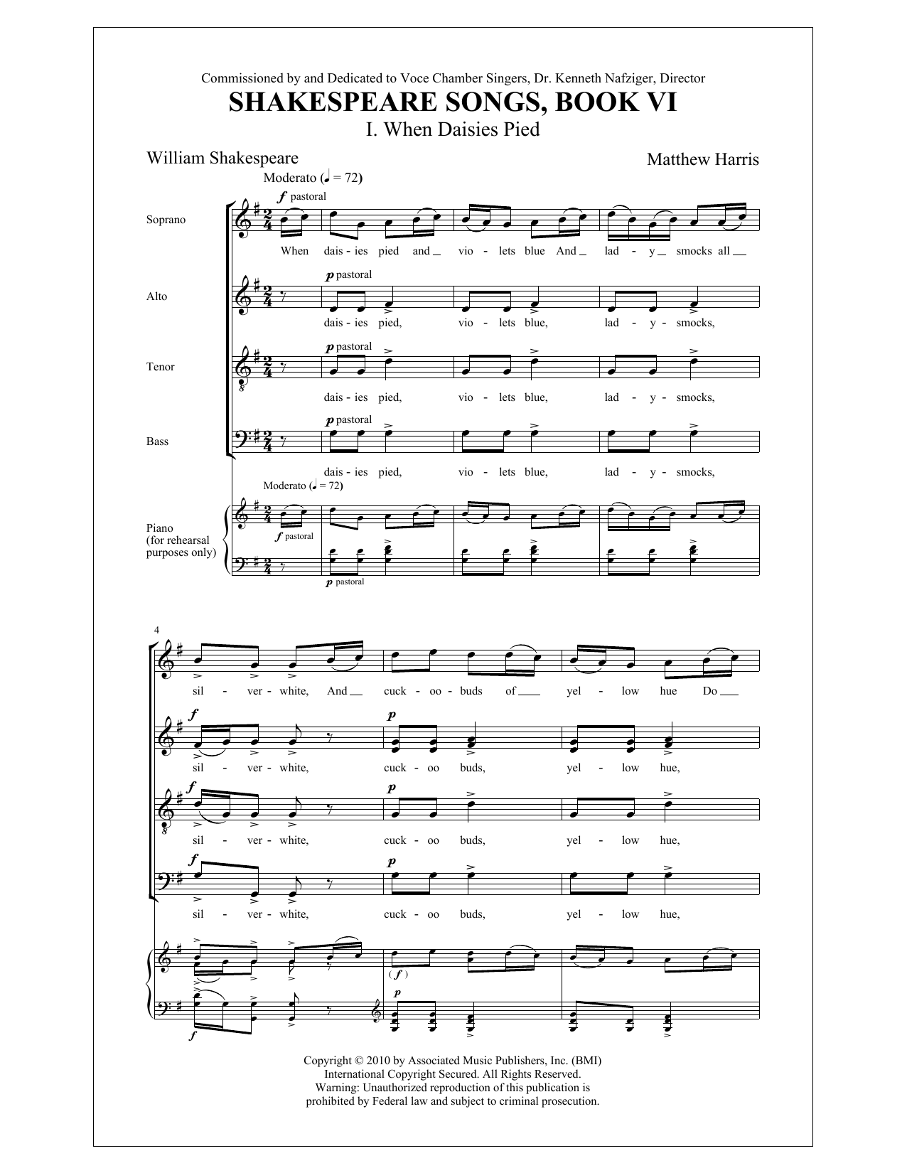 Matthew Harris When Daisies Pied Sheet Music Notes & Chords for SATB - Download or Print PDF