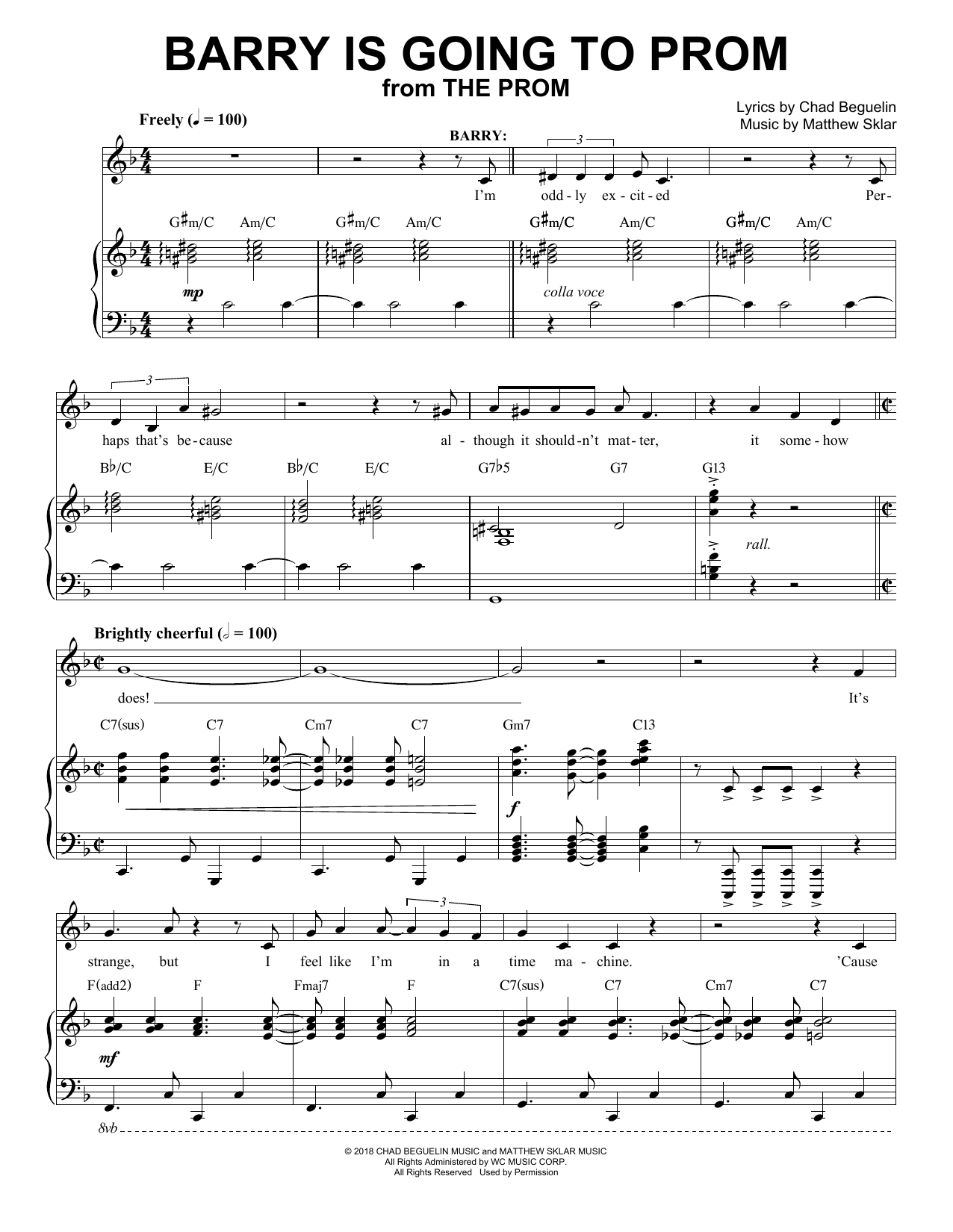 Matthew Sklar & Chad Beguelin Barry Is Going To Prom (from The Prom: A New Musical) Sheet Music Notes & Chords for Piano & Vocal - Download or Print PDF