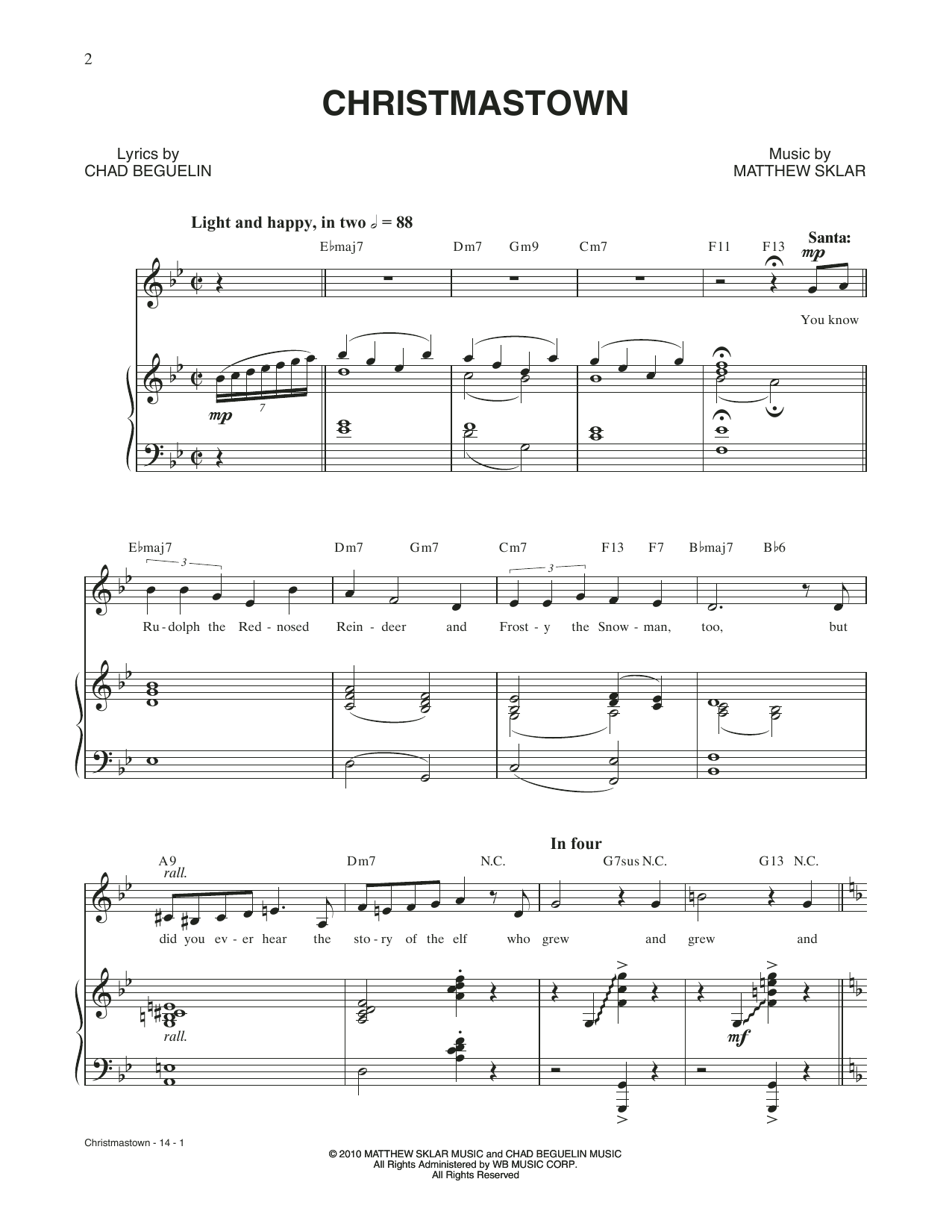 Matthew Sklar & Chad Beguelin Christmastown (from Elf: The Musical) Sheet Music Notes & Chords for Piano & Vocal - Download or Print PDF