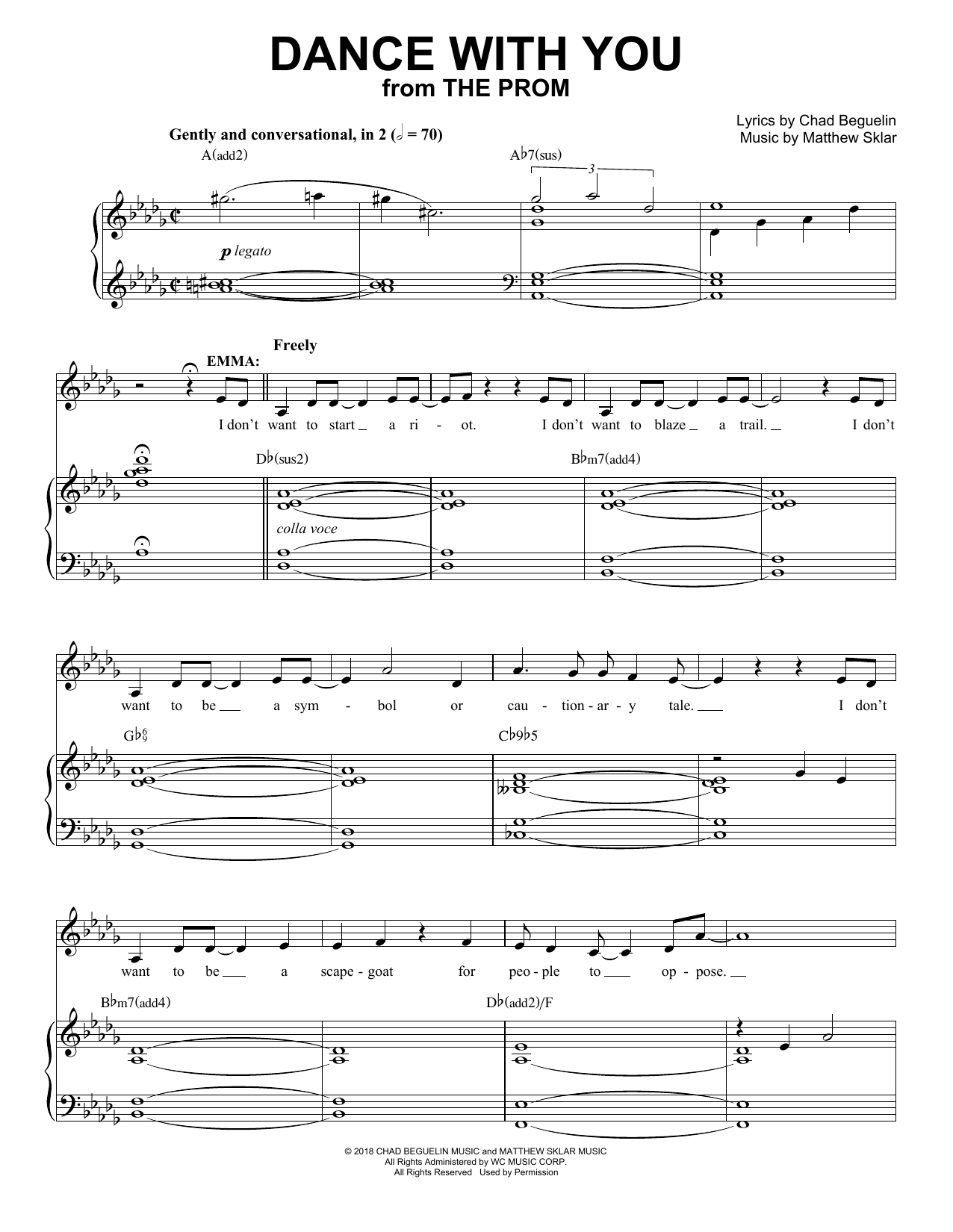 Matthew Sklar & Chad Beguelin Dance With You (from The Prom: A New Musical) Sheet Music Notes & Chords for Piano & Vocal - Download or Print PDF