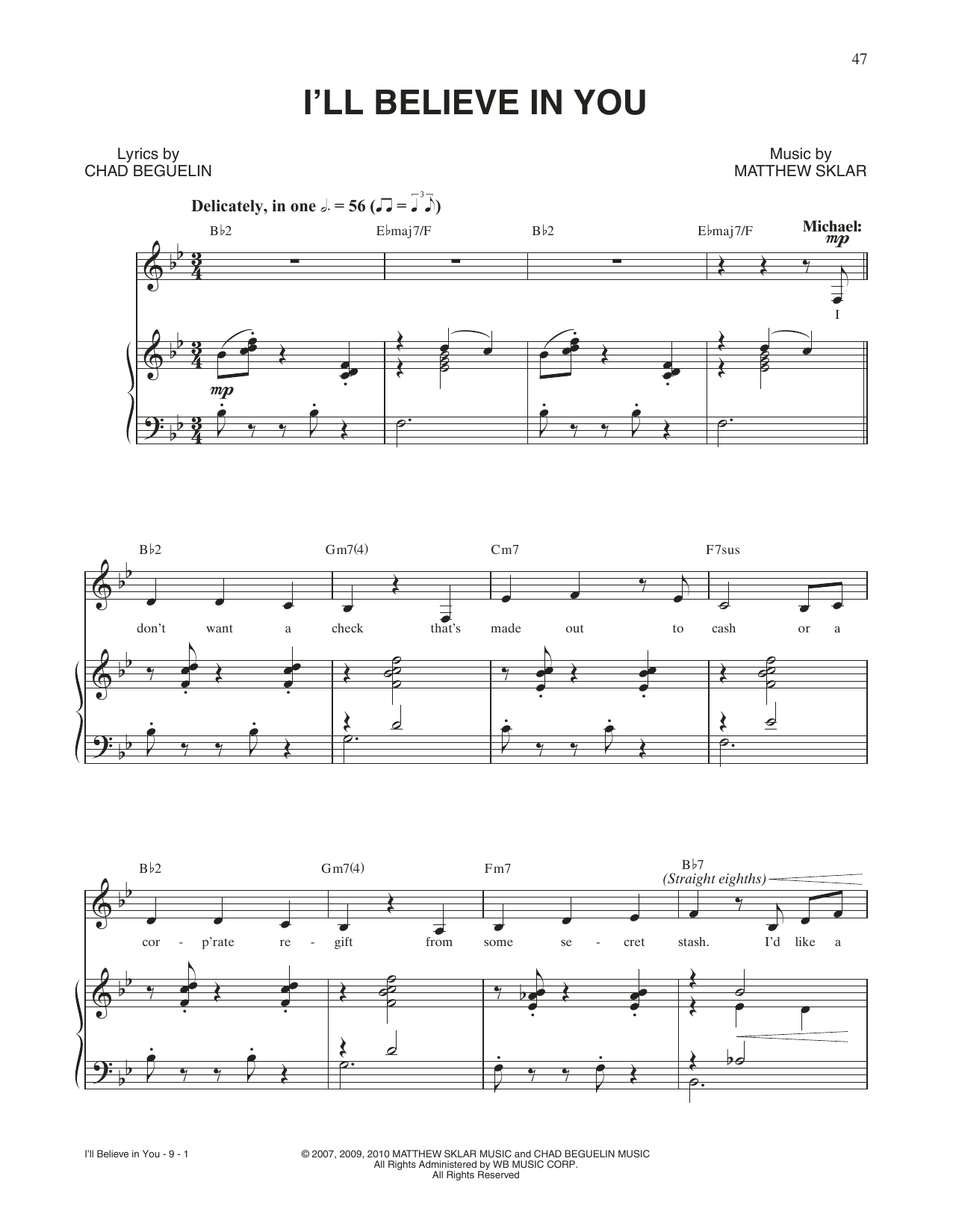 Matthew Sklar & Chad Beguelin I'll Believe In You (from Elf: The Musical) Sheet Music Notes & Chords for Piano & Vocal - Download or Print PDF