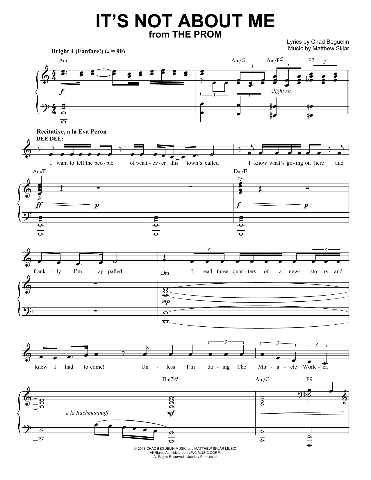 Matthew Sklar & Chad Beguelin It's Not About Me (from The Prom: A New Musical) Sheet Music Notes & Chords for Piano & Vocal - Download or Print PDF