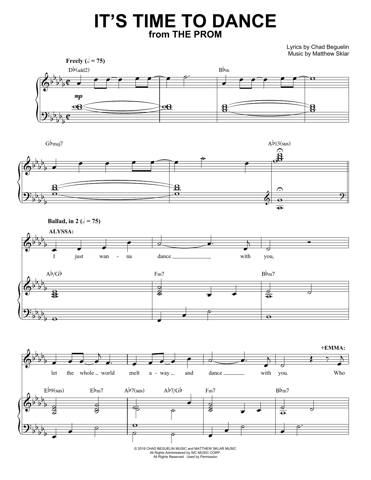 Matthew Sklar & Chad Beguelin It's Time To Dance (from The Prom: A New Musical) Sheet Music Notes & Chords for Piano & Vocal - Download or Print PDF