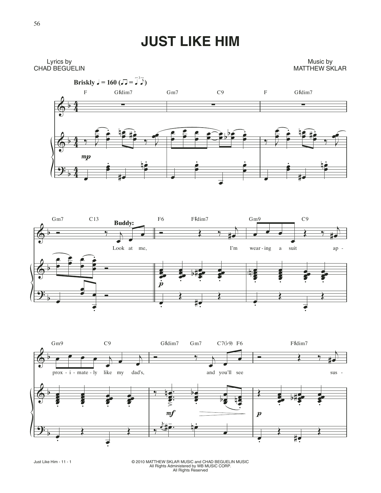Matthew Sklar & Chad Beguelin Just Like Him (from Elf: The Musical) Sheet Music Notes & Chords for Piano & Vocal - Download or Print PDF
