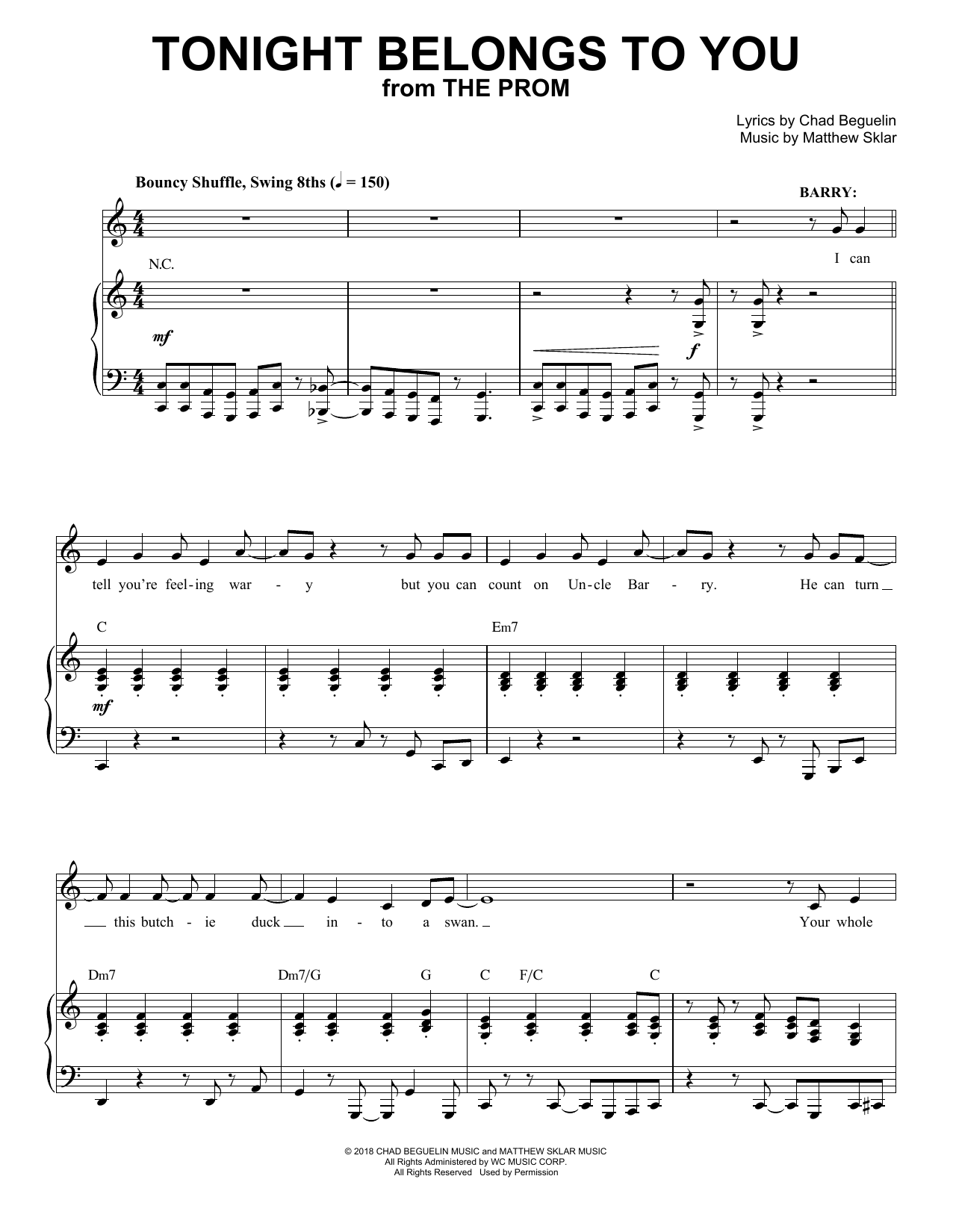Matthew Sklar & Chad Beguelin Tonight Belongs To You (from The Prom: A New Musical) Sheet Music Notes & Chords for Piano & Vocal - Download or Print PDF