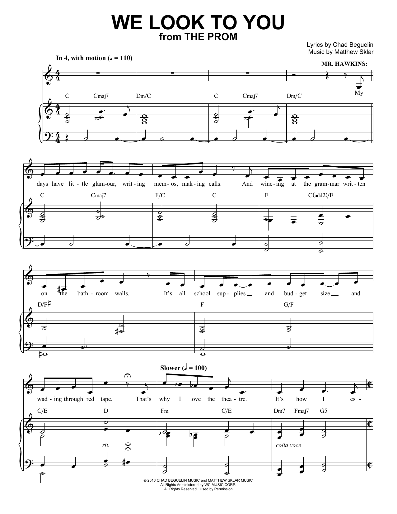 Matthew Sklar & Chad Beguelin We Look To You (from The Prom: A New Musical) Sheet Music Notes & Chords for Piano & Vocal - Download or Print PDF