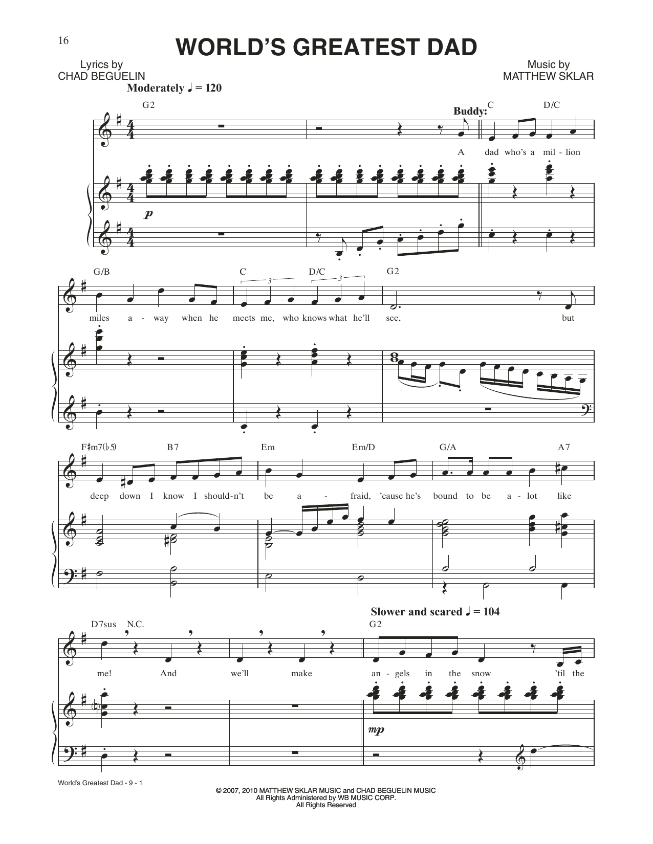 Matthew Sklar & Chad Beguelin World's Greatest Dad (from Elf: The Musical) Sheet Music Notes & Chords for Piano & Vocal - Download or Print PDF