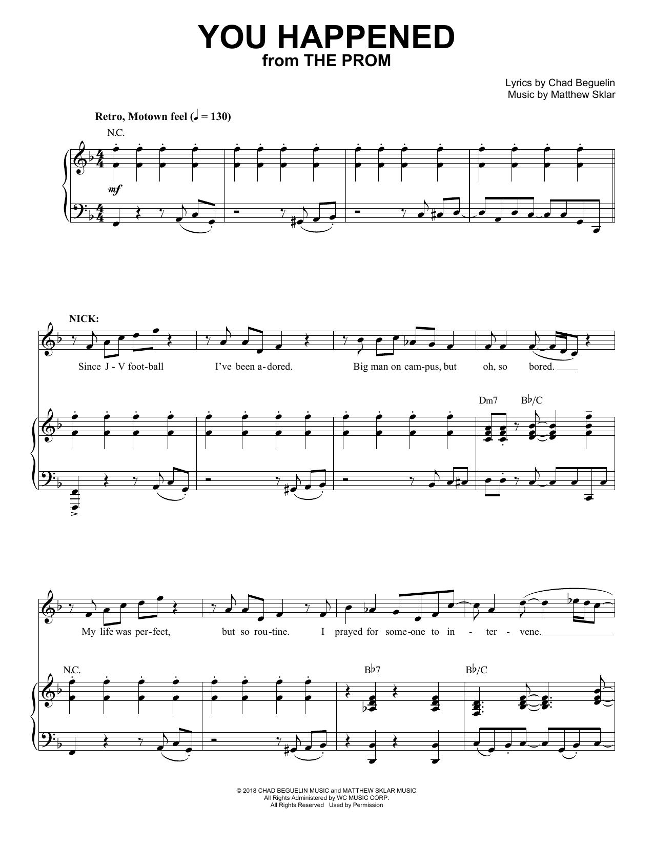 Matthew Sklar & Chad Beguelin You Happened (from The Prom: A New Musical) Sheet Music Notes & Chords for Piano & Vocal - Download or Print PDF