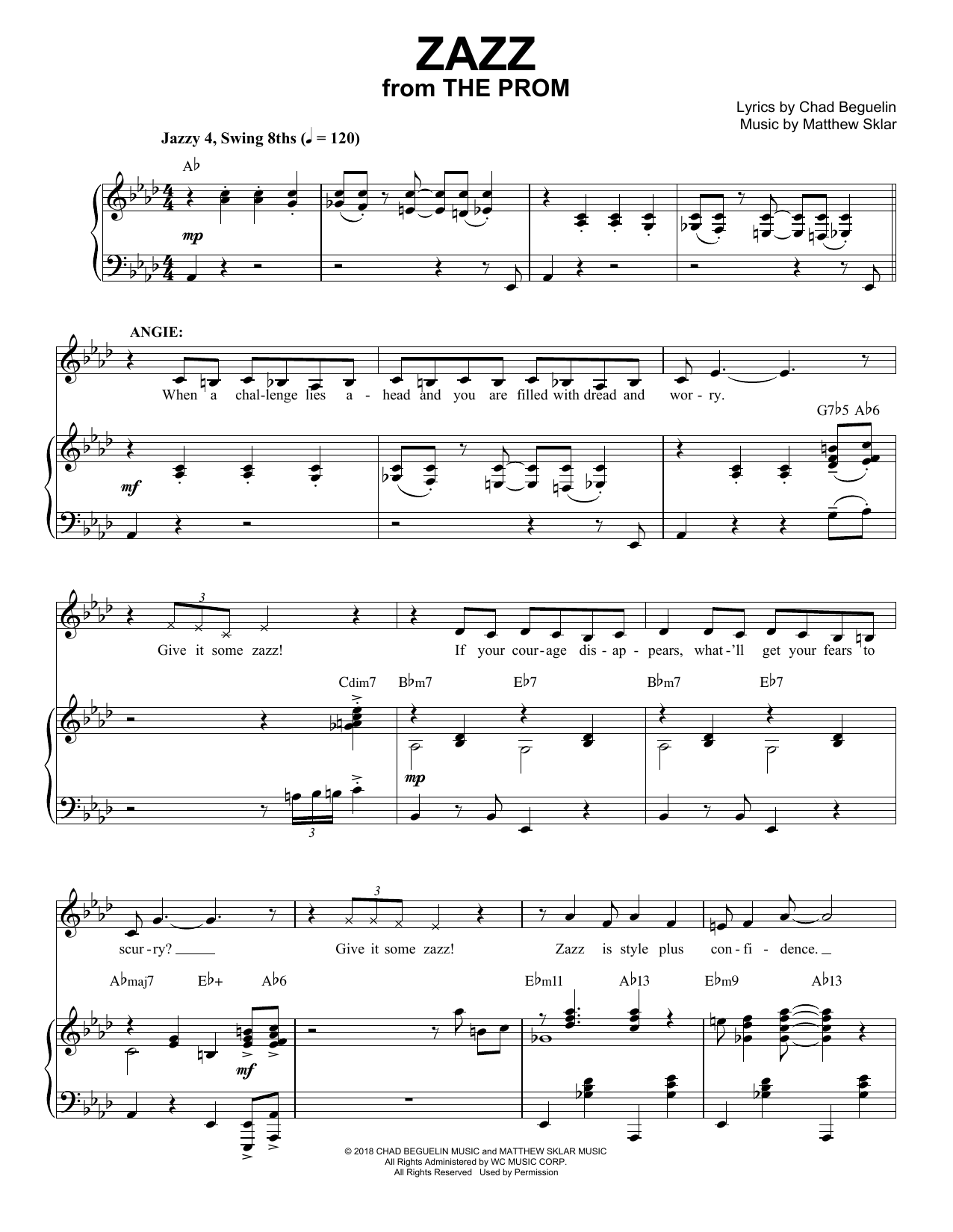 Matthew Sklar & Chad Beguelin Zazz (from The Prom: A New Musical) Sheet Music Notes & Chords for Piano & Vocal - Download or Print PDF