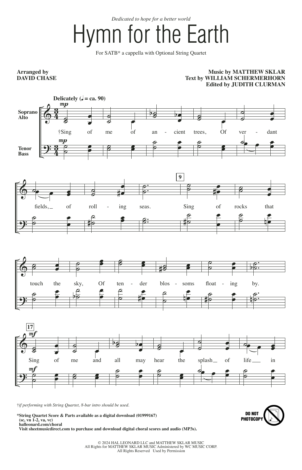 Matthew Sklar Hymn For The Earth (arr. David Chase) Sheet Music Notes & Chords for SATB Choir - Download or Print PDF