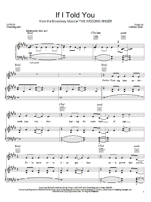 Matthew Sklar If I Told You Sheet Music Notes & Chords for Piano, Vocal & Guitar (Right-Hand Melody) - Download or Print PDF