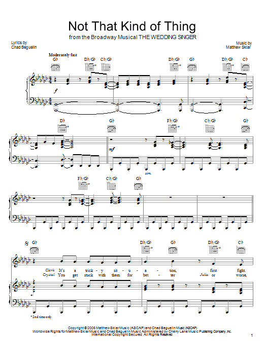 Matthew Sklar Not That Kind Of Thing Sheet Music Notes & Chords for Piano, Vocal & Guitar (Right-Hand Melody) - Download or Print PDF