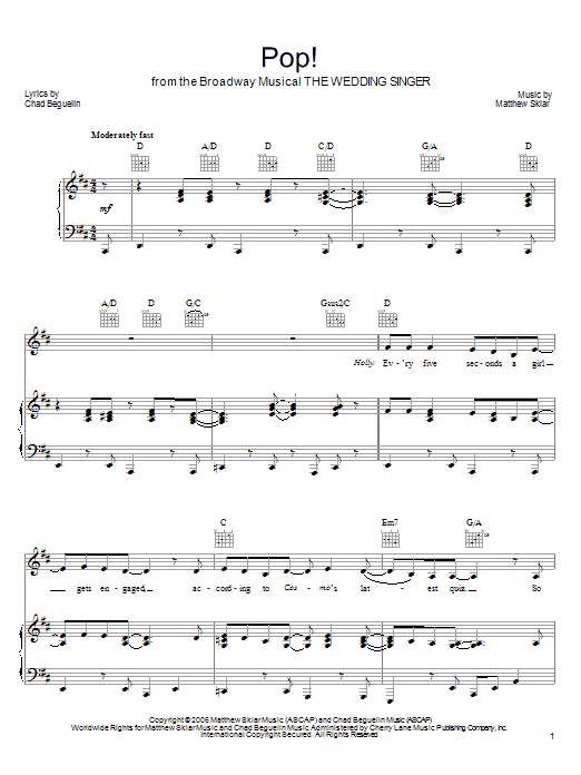 Matthew Sklar Pop! Sheet Music Notes & Chords for Piano, Vocal & Guitar (Right-Hand Melody) - Download or Print PDF
