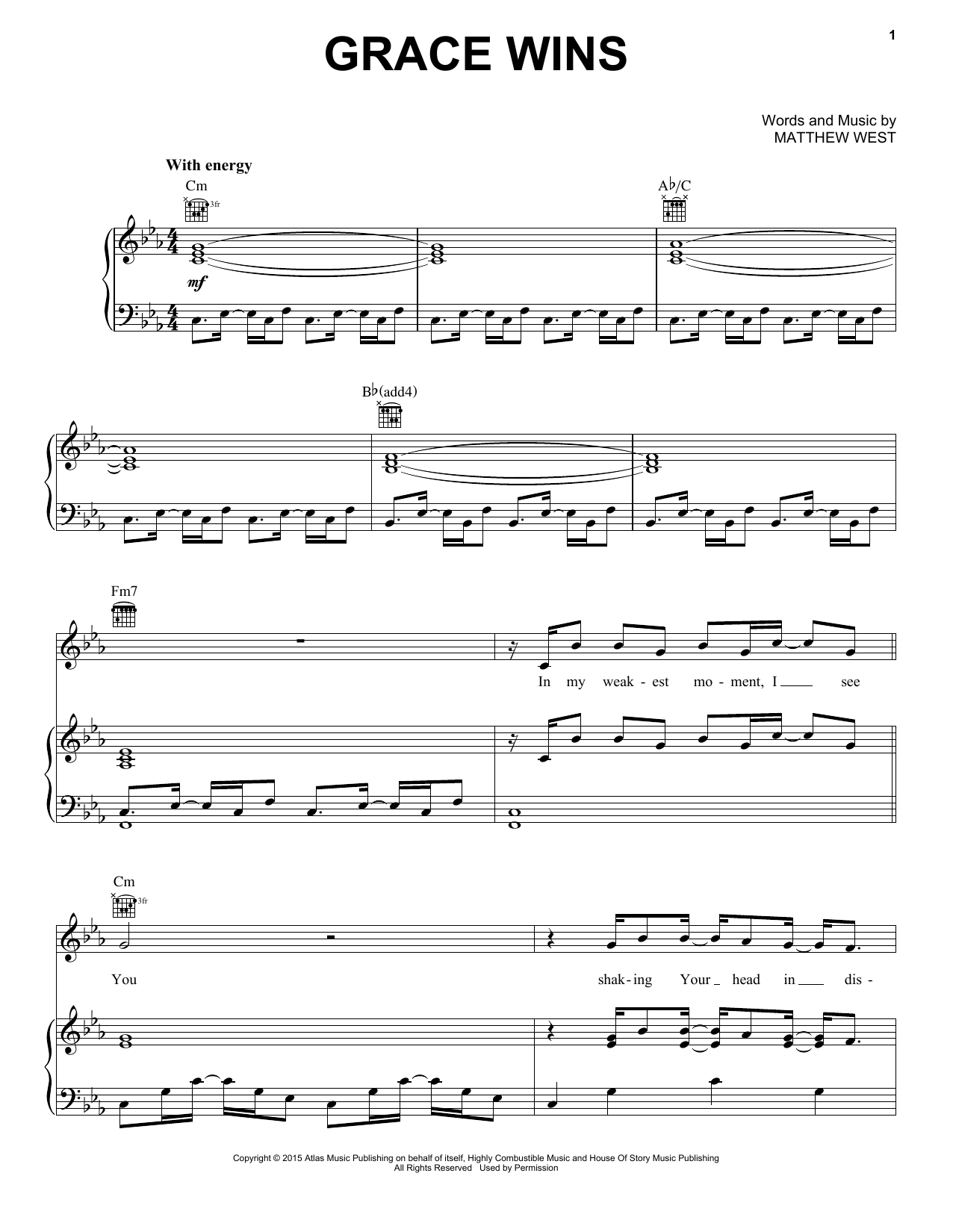 Matthew West Grace Wins Sheet Music Notes & Chords for Piano, Vocal & Guitar (Right-Hand Melody) - Download or Print PDF
