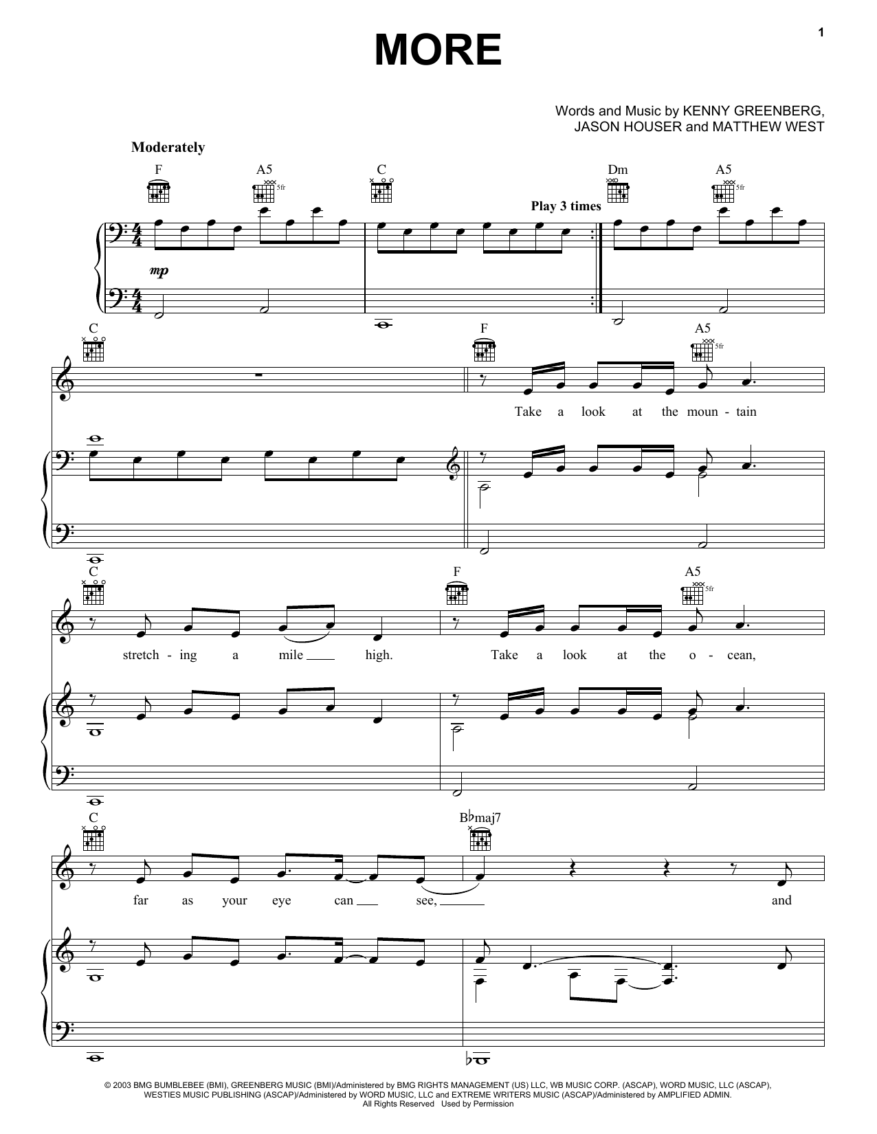 Matthew West More Sheet Music Notes & Chords for Melody Line, Lyrics & Chords - Download or Print PDF