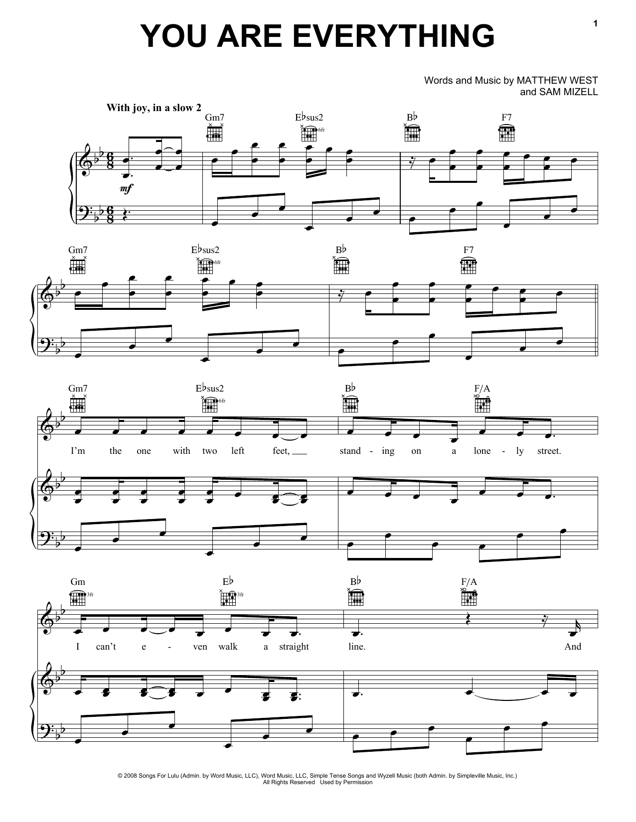 Matthew West You Are Everything Sheet Music Notes & Chords for Piano, Vocal & Guitar (Right-Hand Melody) - Download or Print PDF