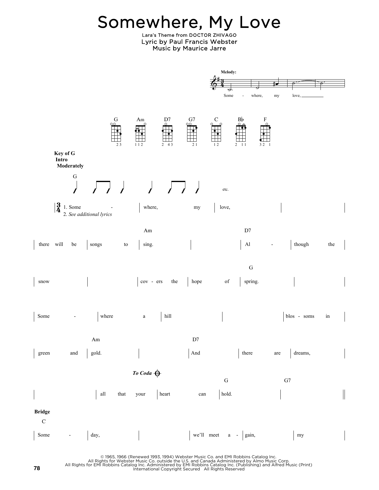 Maurice Jarre Somewhere, My Love (from Doctor Zhivago) (arr. Fred Sokolow) Sheet Music Notes & Chords for Mandolin - Download or Print PDF