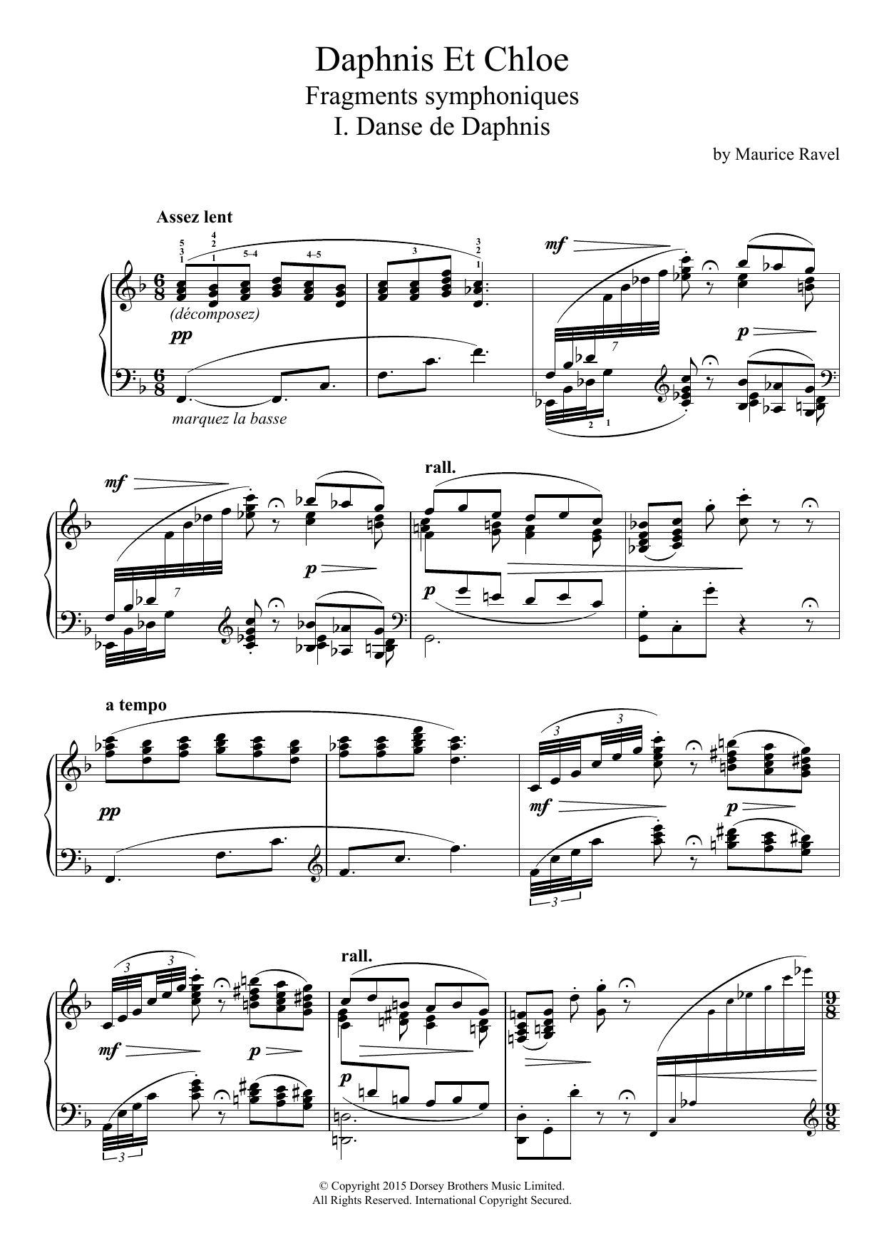 Maurice Ravel Daphnis Et Chloe - I. Danse De Daphnis Sheet Music Notes & Chords for Piano - Download or Print PDF