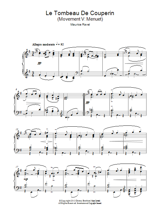Maurice Ravel Le Tombeau De Couperin Sheet Music Notes & Chords for Piano - Download or Print PDF