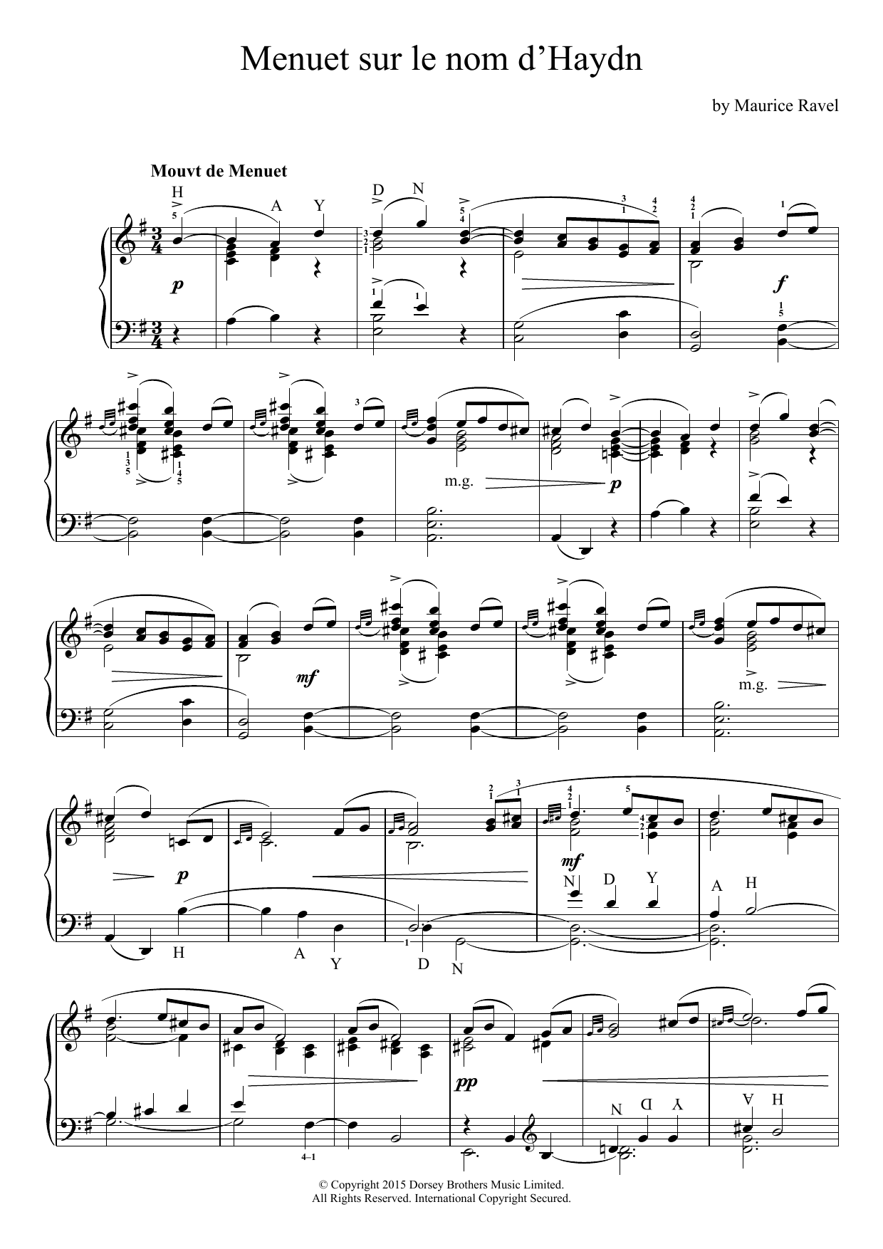 Maurice Ravel Menuet Sur Le Nom D'Haydn Sheet Music Notes & Chords for Piano - Download or Print PDF