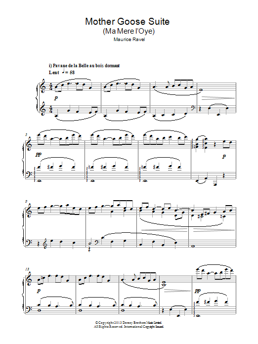 Maurice Ravel Mother Goose Suite Sheet Music Notes & Chords for Piano - Download or Print PDF