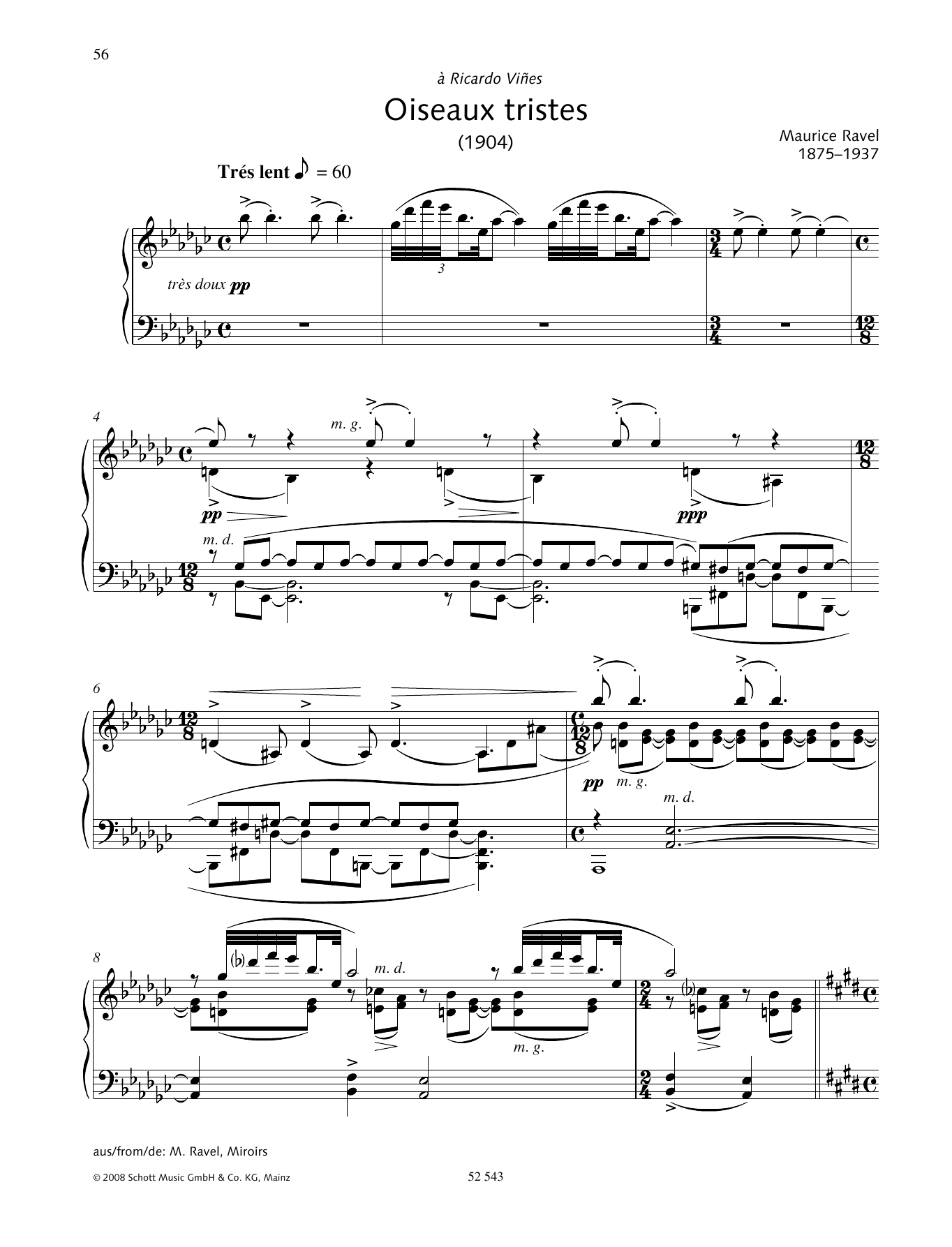Maurice Ravel Oiseaux tristes sheet music notes and chords. Download Printable PDF.