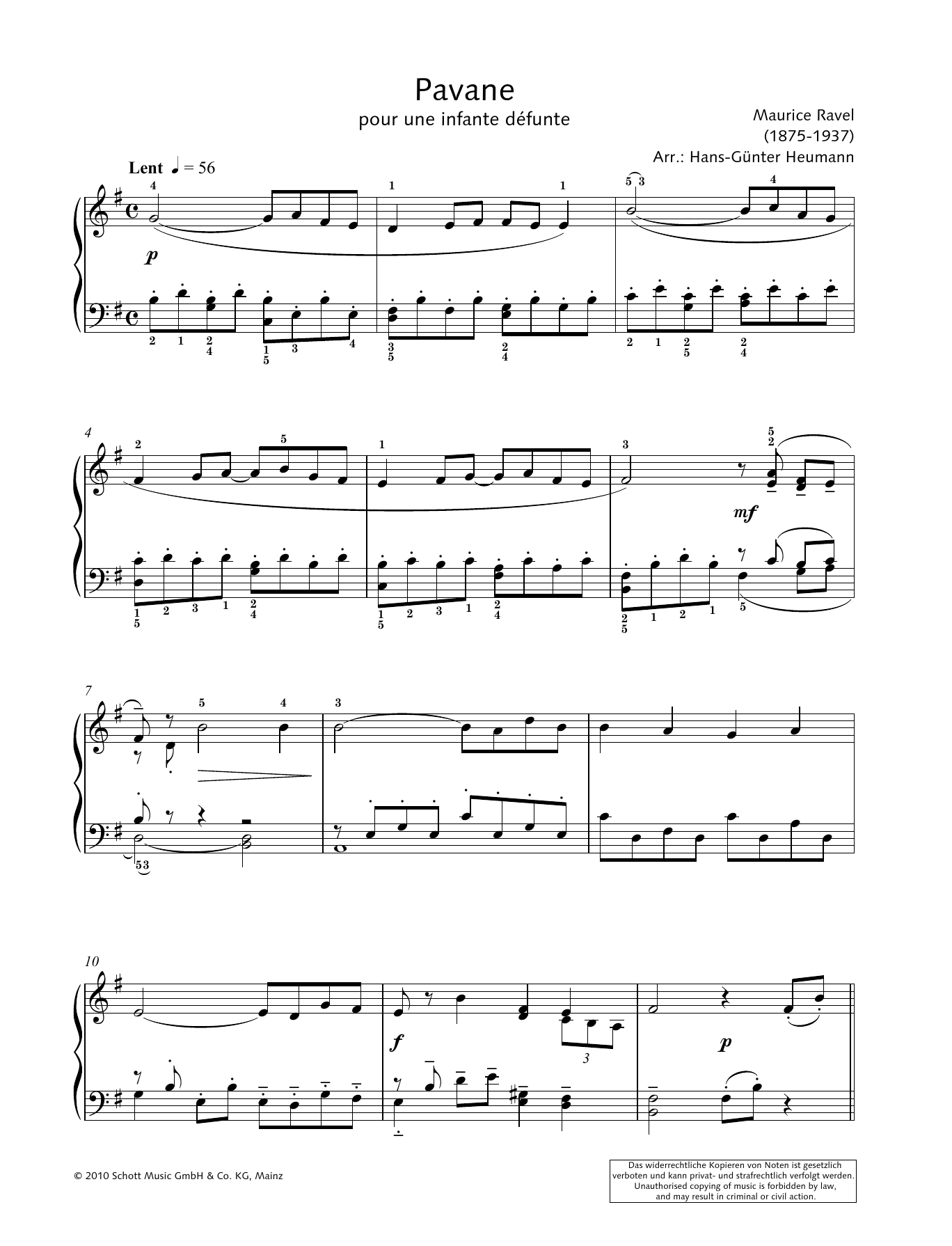 Hans-Gunter Heumann Pavane pour une Infante Défunte Sheet Music Notes & Chords for Piano Solo - Download or Print PDF