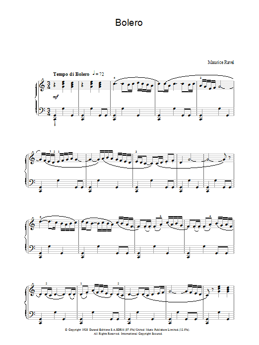 Maurice Ravel Bolero Sheet Music Notes & Chords for Piano - Download or Print PDF