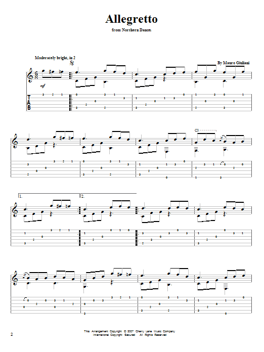 Mauro Giuliani Allegreto Sheet Music Notes & Chords for Guitar Tab - Download or Print PDF Mauro Giuliani Allegreto Sheet Music Notes & Chords for Guitar Tab - Download or Print PDF