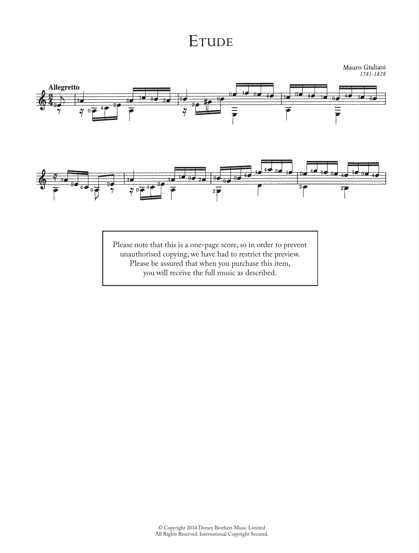 Mauro Giuliani Etude Sheet Music Notes & Chords for Guitar - Download or Print PDF