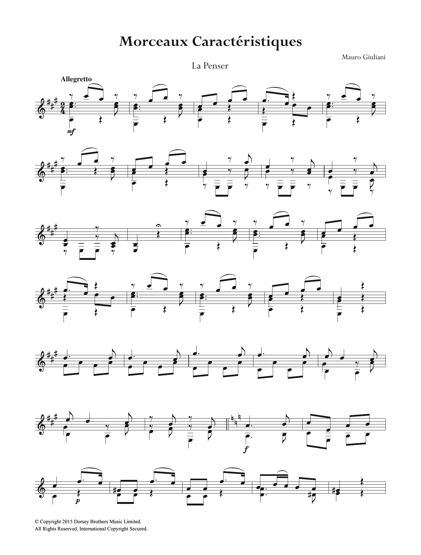 Mauro Giuliani Morceaux Caracteristiques Sheet Music Notes & Chords for Guitar - Download or Print PDF