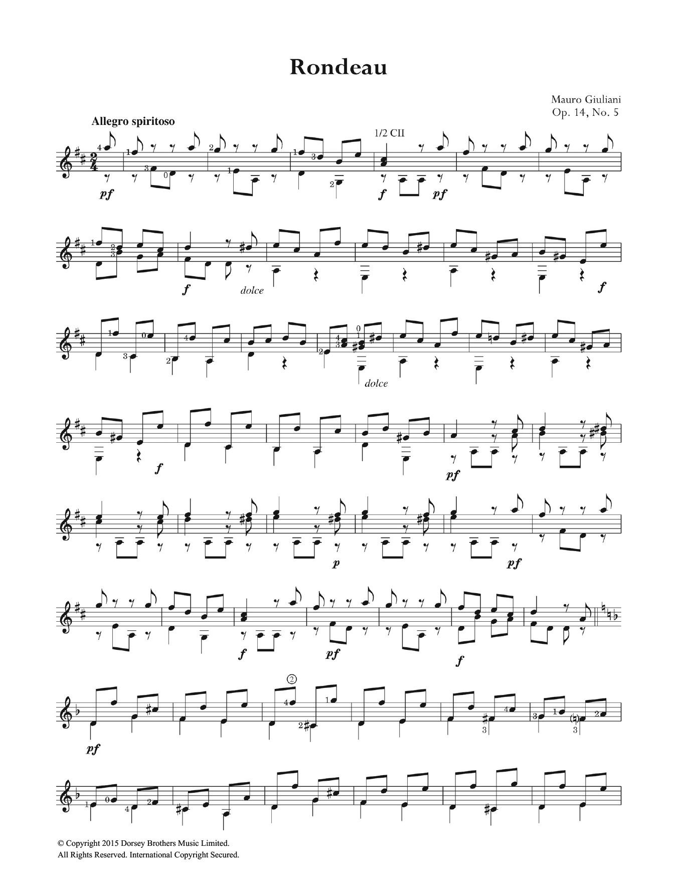 Mauro Giuliani Rondeau Sheet Music Notes & Chords for Guitar - Download or Print PDF