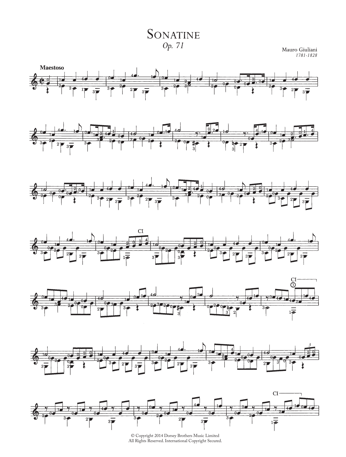 Mauro Giuliani Sonatine Sheet Music Notes & Chords for Guitar - Download or Print PDF