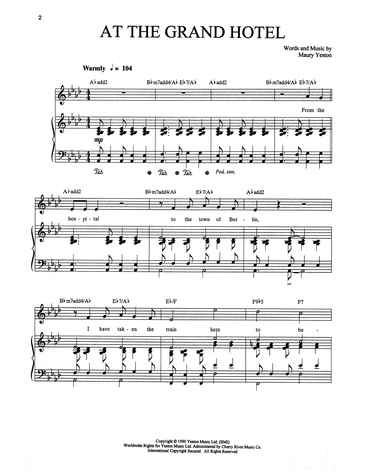 Maury Yeston At The Grand Hotel (from Grand Hotel: The Musical) Sheet Music Notes & Chords for Piano, Vocal & Guitar (Right-Hand Melody) - Download or Print PDF
