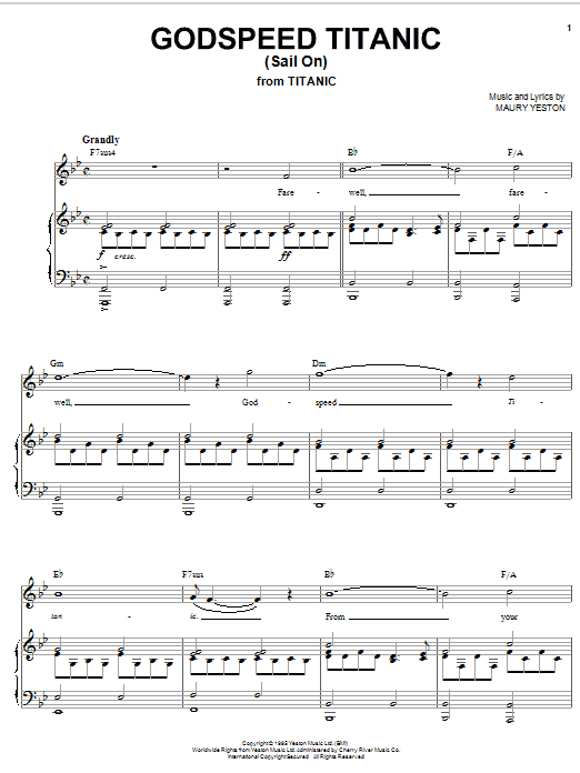 Maury Yeston Godspeed Titanic (Sail On) Sheet Music Notes & Chords for Easy Piano - Download or Print PDF