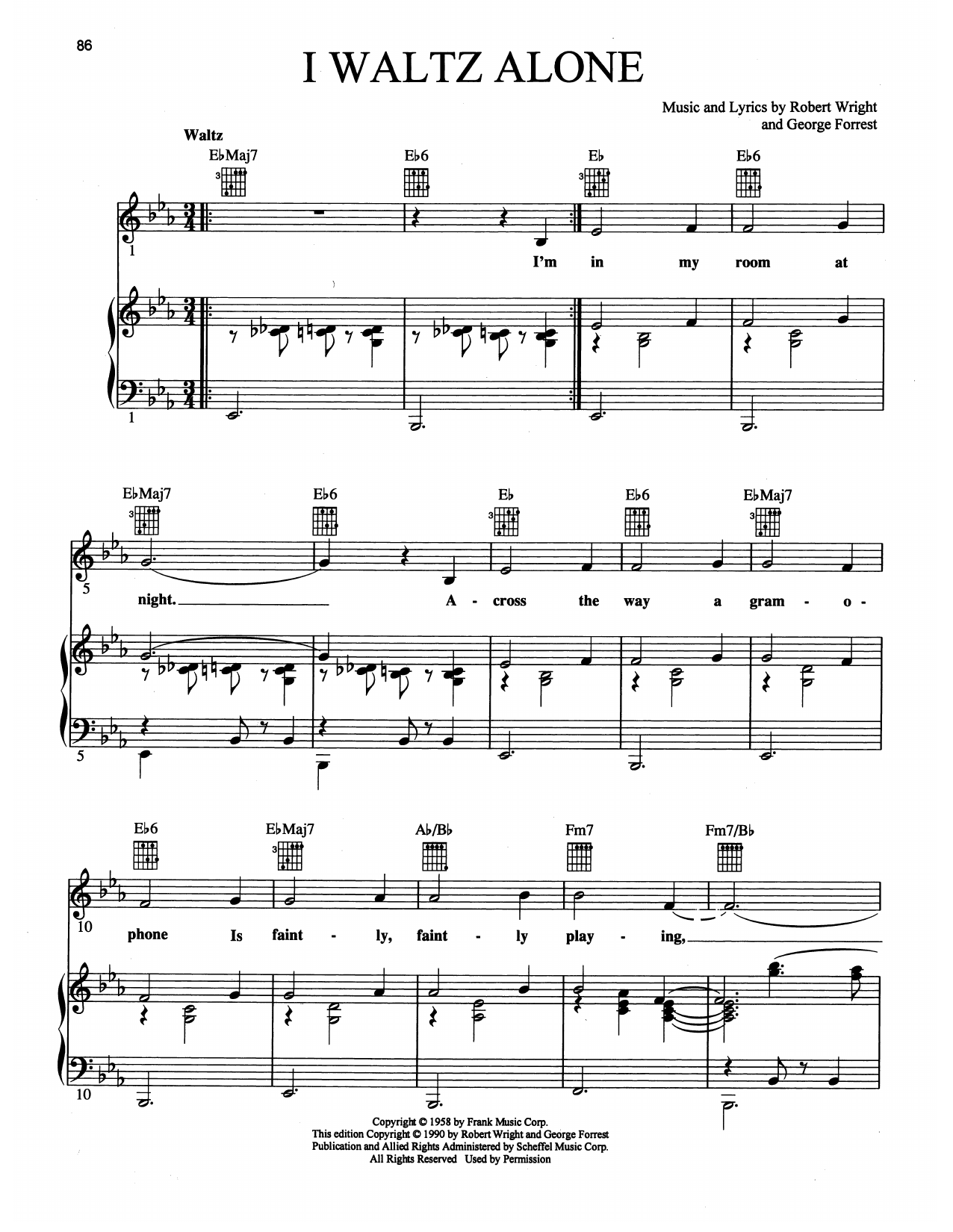 Maury Yeston I Waltz Alone (from Grand Hotel: The Musical) Sheet Music Notes & Chords for Piano, Vocal & Guitar (Right-Hand Melody) - Download or Print PDF