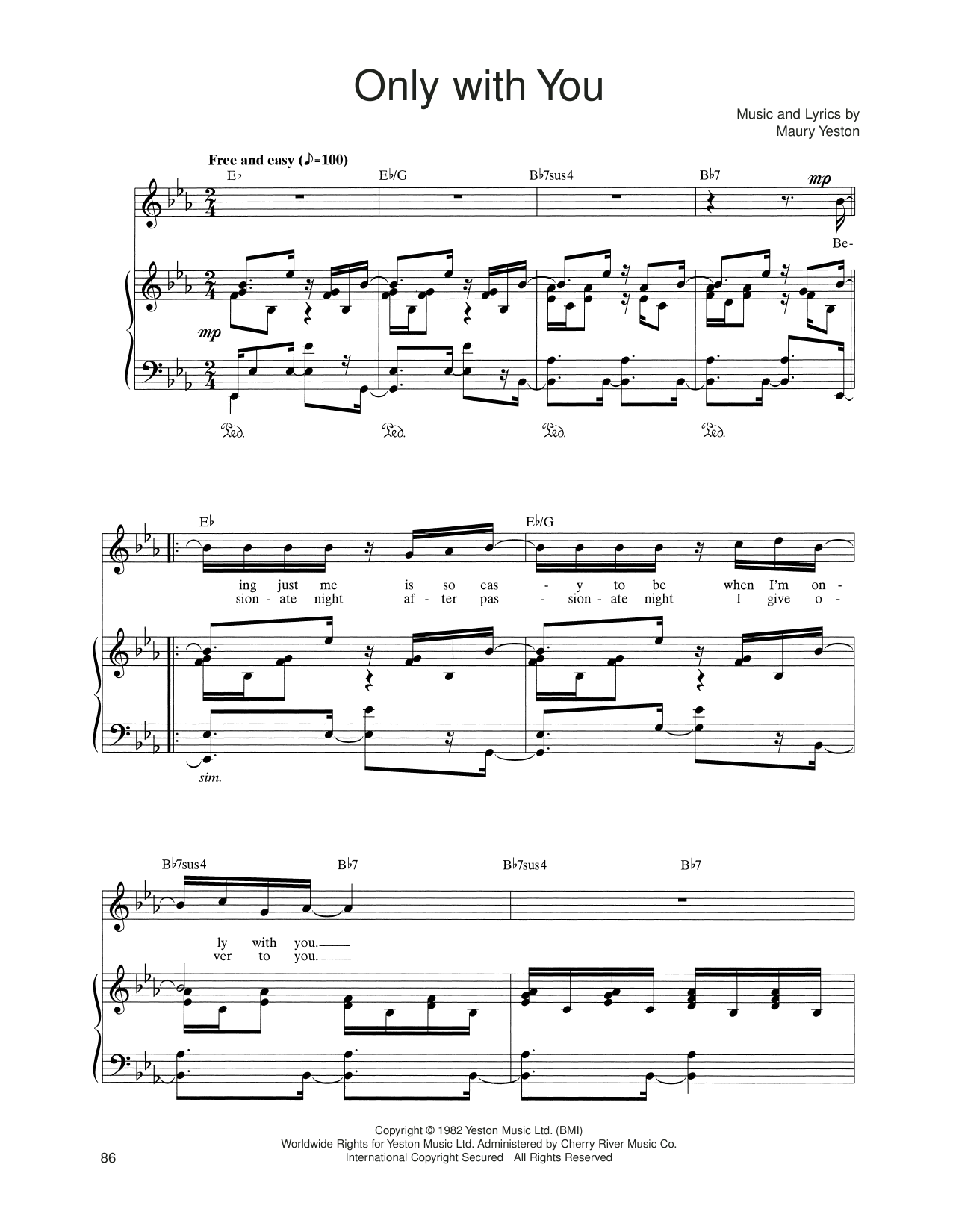 Maury Yeston Only With You (from Nine) Sheet Music Notes & Chords for Piano, Vocal & Guitar (Right-Hand Melody) - Download or Print PDF