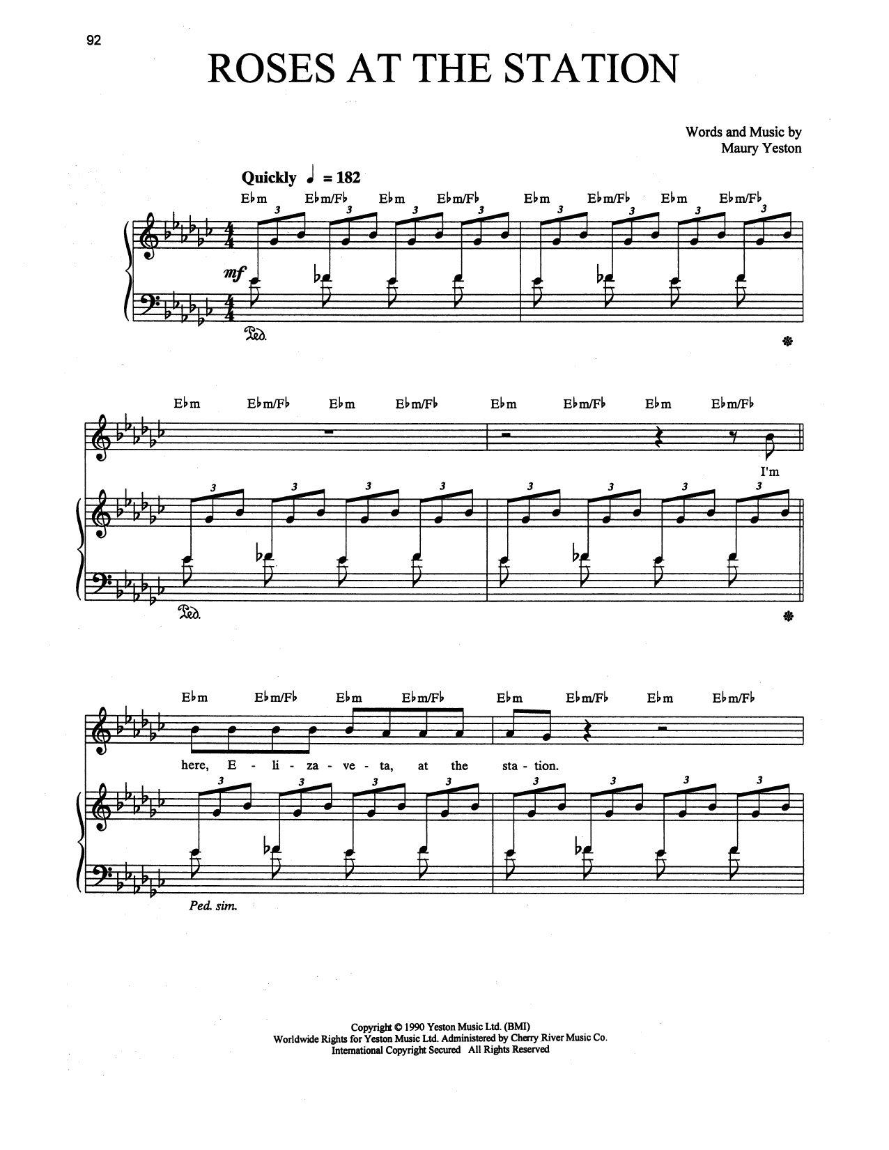 Maury Yeston Roses At The Station (from Grand Hotel: The Musical) Sheet Music Notes & Chords for Piano, Vocal & Guitar (Right-Hand Melody) - Download or Print PDF