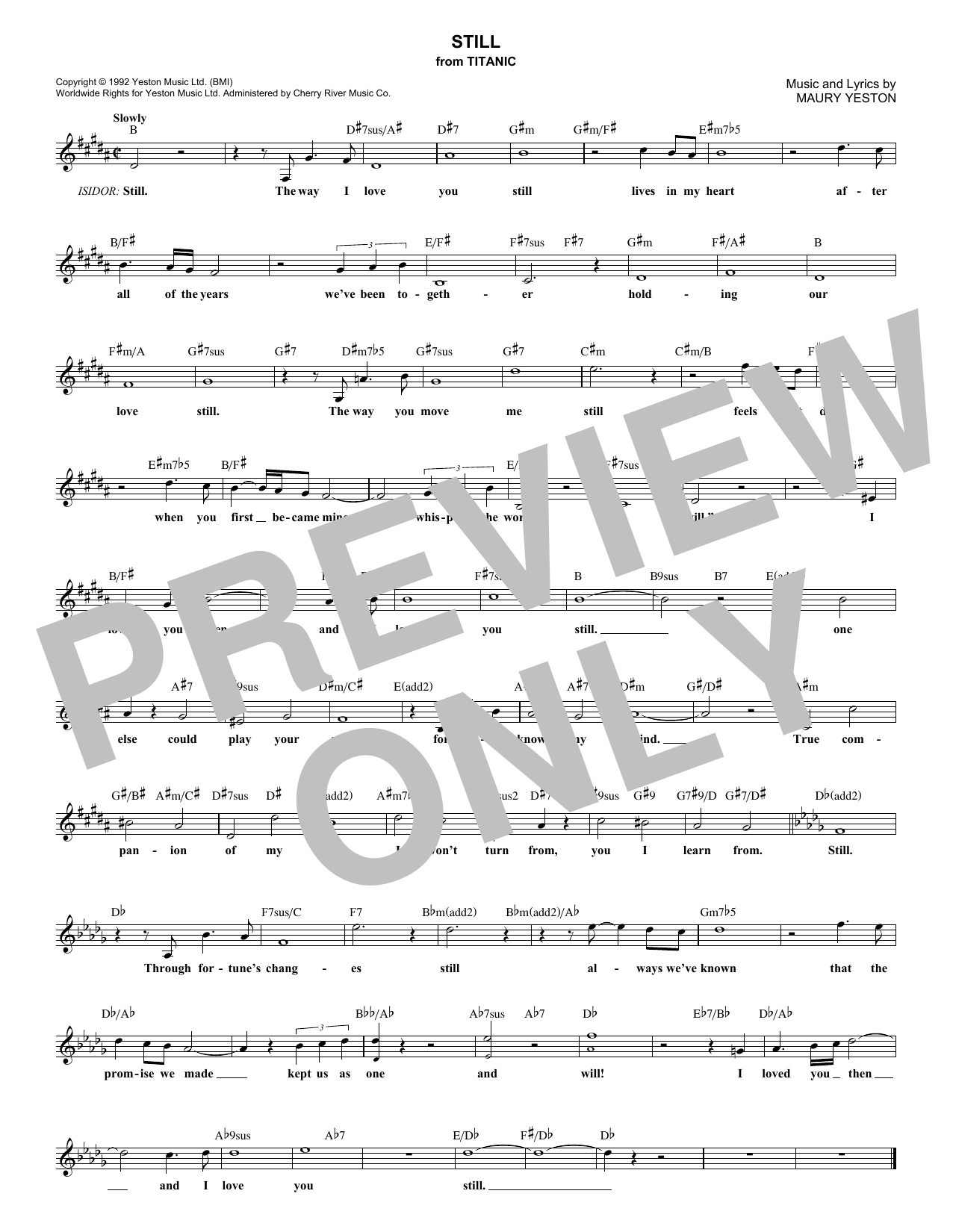 Maury Yeston Still Sheet Music Notes & Chords for Melody Line, Lyrics & Chords - Download or Print PDF Maury Yeston Still Sheet Music Notes & Chords for Melody Line, Lyrics & Chords - Download or Print PDF
