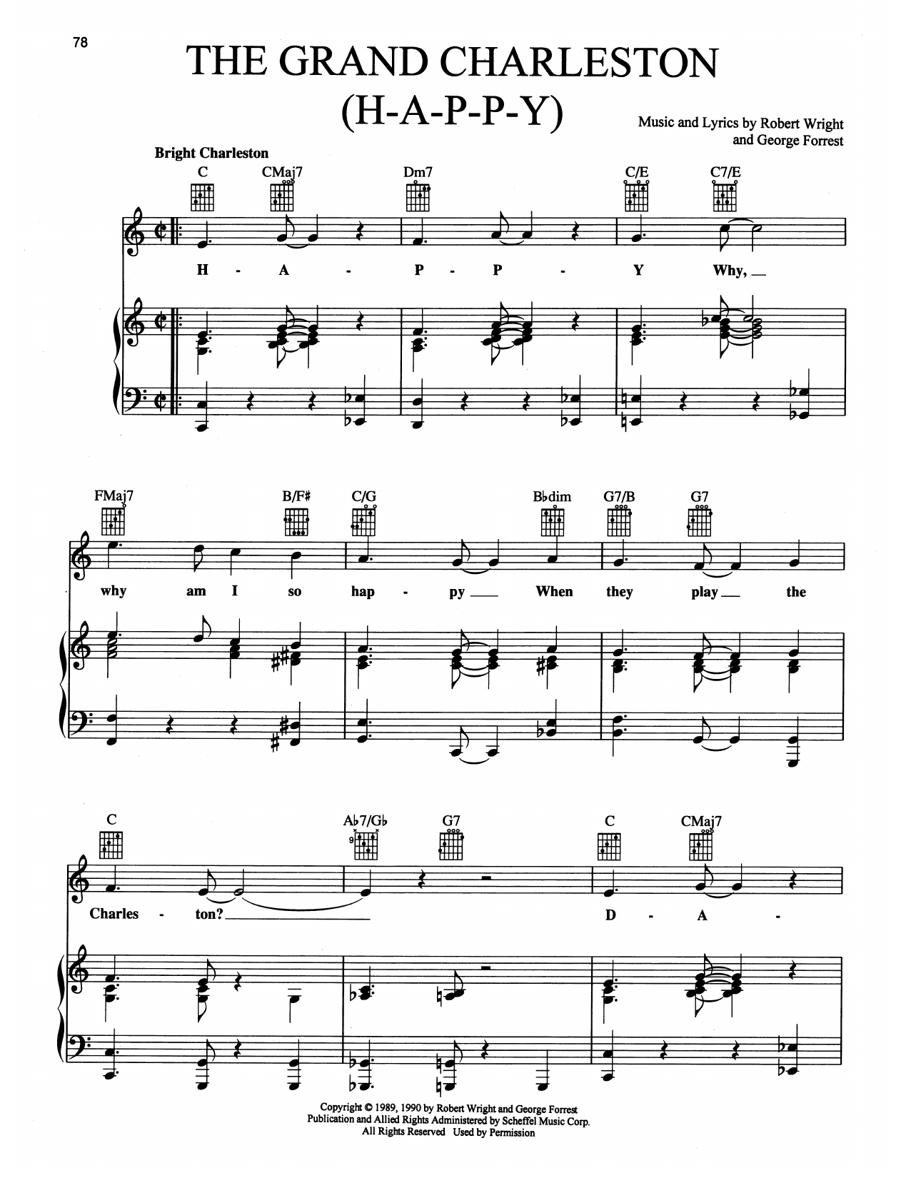 Maury Yeston The Grand Charleston (H-A-P-P-Y) (from Grand Hotel: The Musical) Sheet Music Notes & Chords for Piano, Vocal & Guitar (Right-Hand Melody) - Download or Print PDF