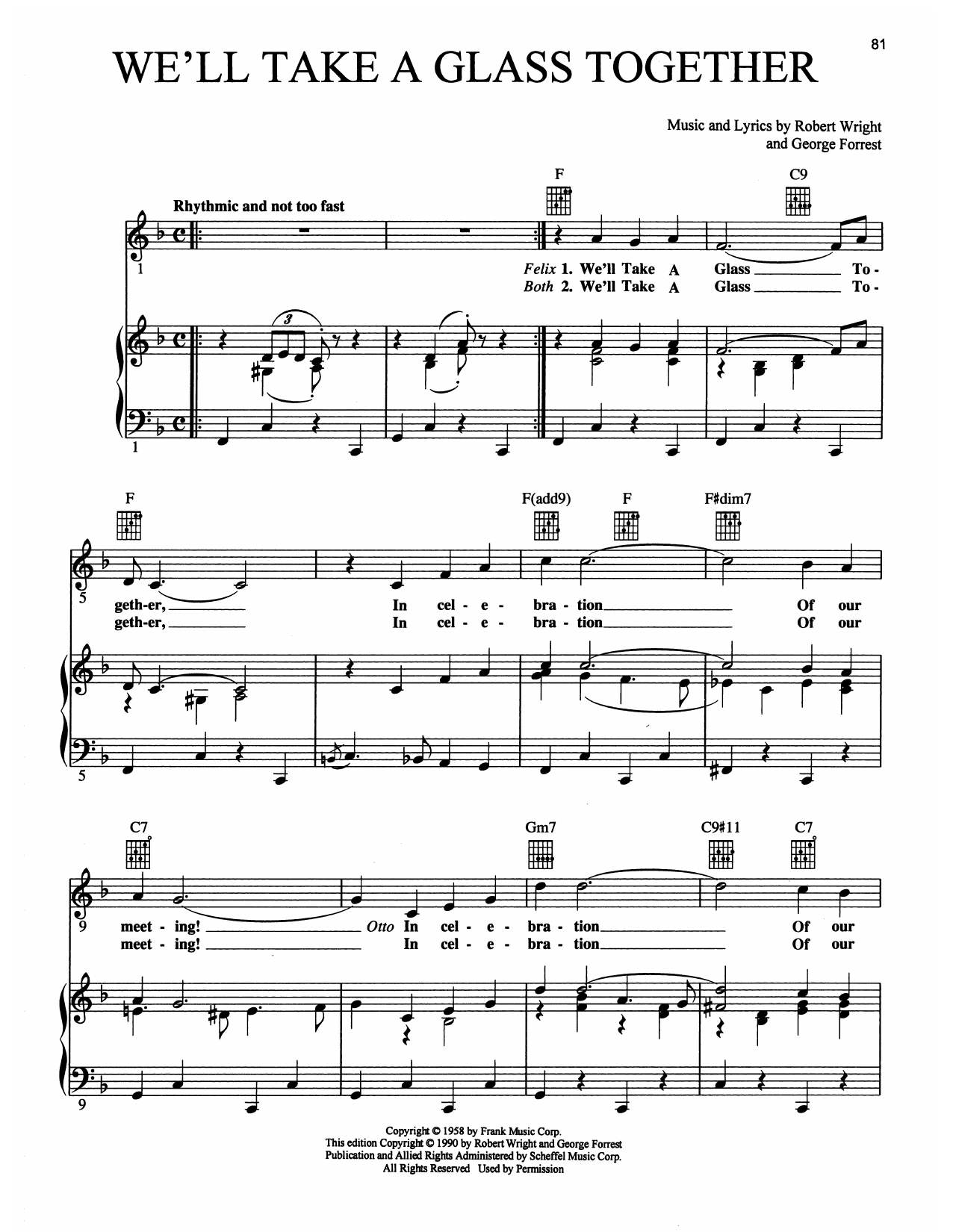 Maury Yeston We'll Take A Glass Together (from Grand Hotel: The Musical) Sheet Music Notes & Chords for Piano, Vocal & Guitar (Right-Hand Melody) - Download or Print PDF