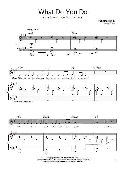 Maury Yeston What Do You Do Sheet Music Notes & Chords for Piano, Vocal & Guitar (Right-Hand Melody) - Download or Print PDF