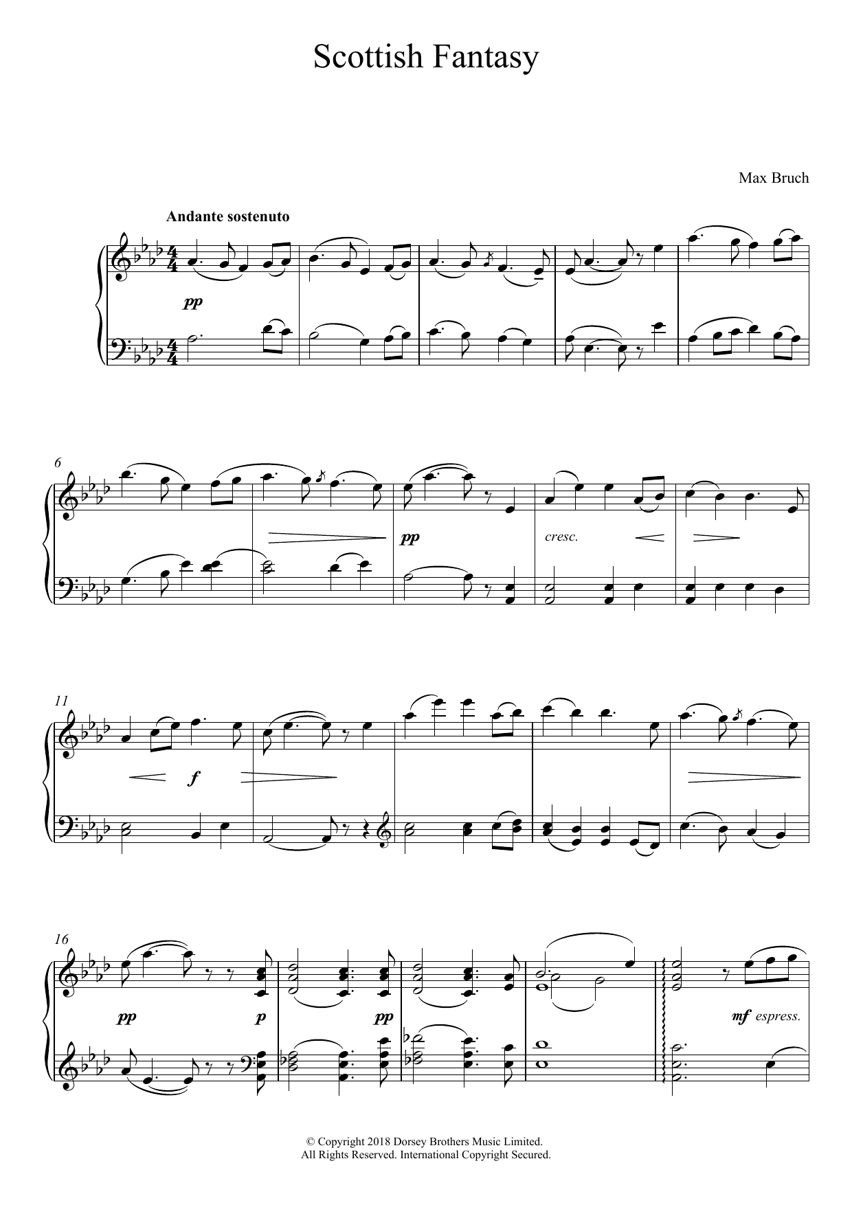 Max Bruch Scottish Fantasy, Op. 46 Sheet Music Notes & Chords for Piano - Download or Print PDF Max Bruch Scottish Fantasy, Op. 46 Sheet Music Notes & Chords for Piano - Download or Print PDF