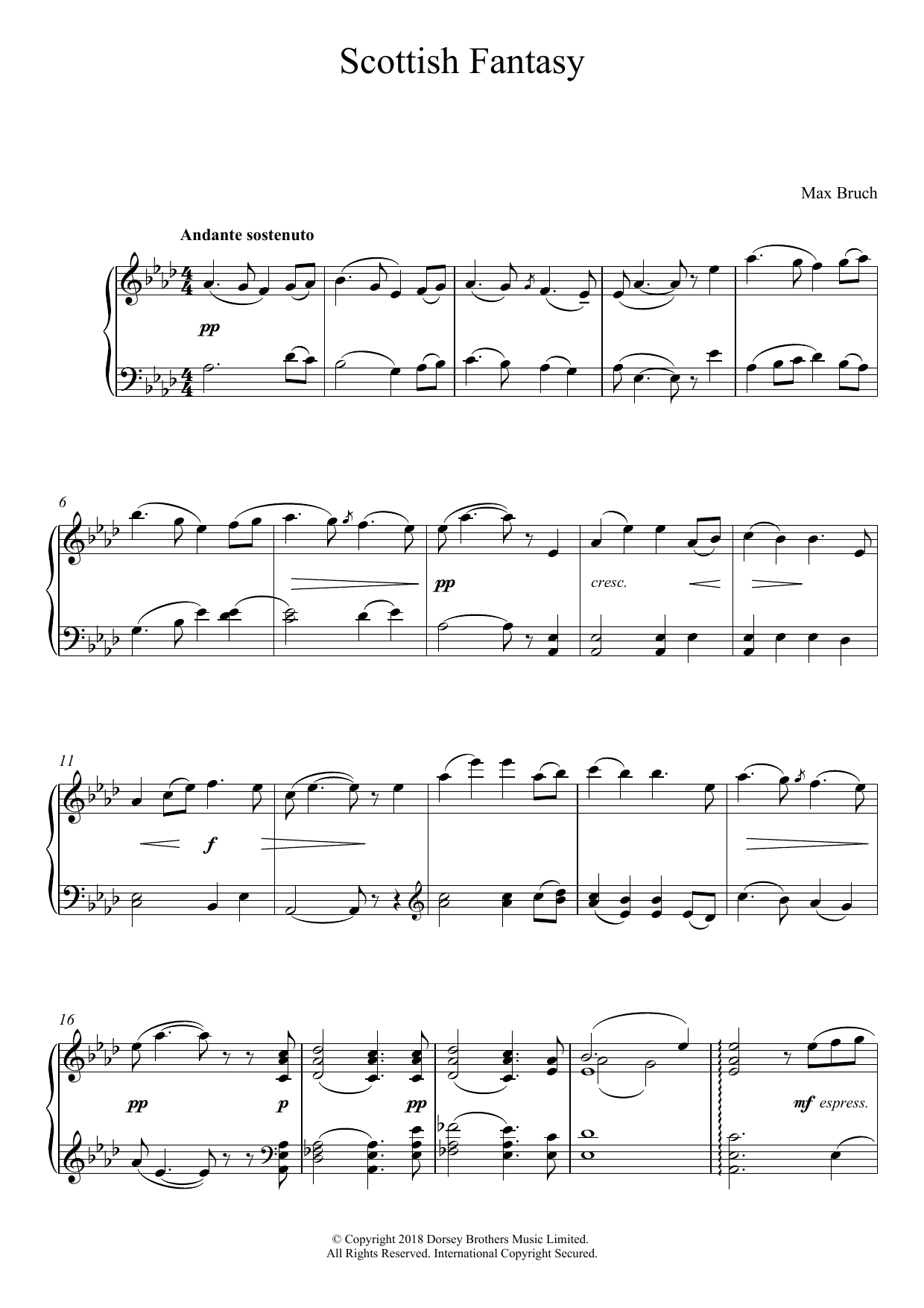 Max Bruch Scottish Fantasy, Op. 46 Sheet Music Notes & Chords for Piano - Download or Print PDF