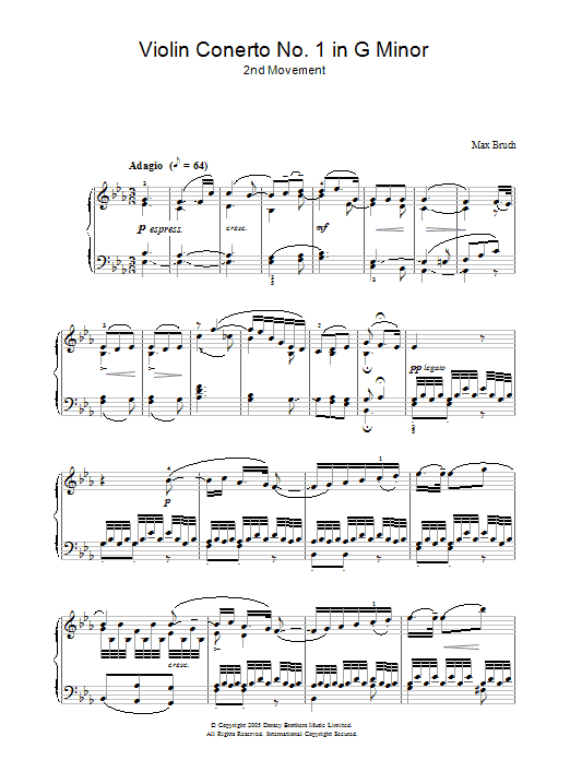 Max Bruch Violin Concerto No.1 In G Minor (2nd Movement) Sheet Music Notes & Chords for Violin - Download or Print PDF