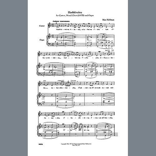 Max Helfman, Hashkiveinu, SATB Choir